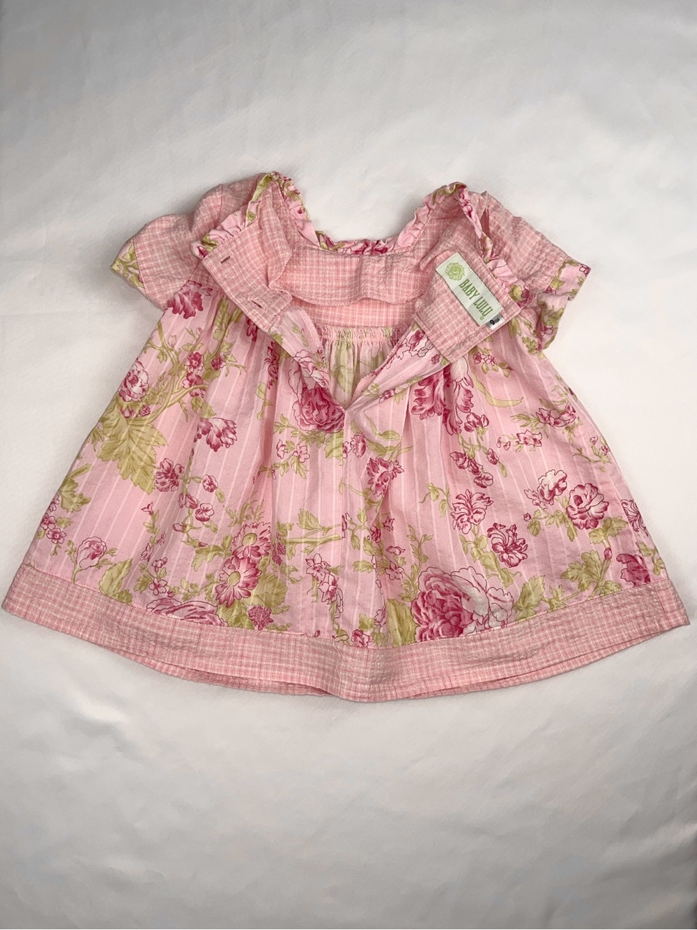 Baby Lulu 1990s Vintage Pink Floral Cotton Dress Size 9 Months - Picture 5 of 9